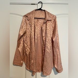 Women’s Pink Leopard Print Shirt with Buttons